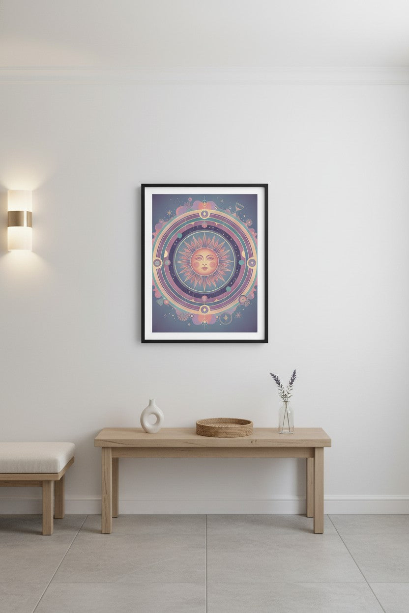 Pastel Sun Reverie: Faded Glow Art Print wall art room scene 2