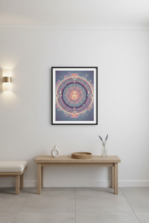 Pastel Sun Reverie: Faded Glow Art Print wall art room scene 2