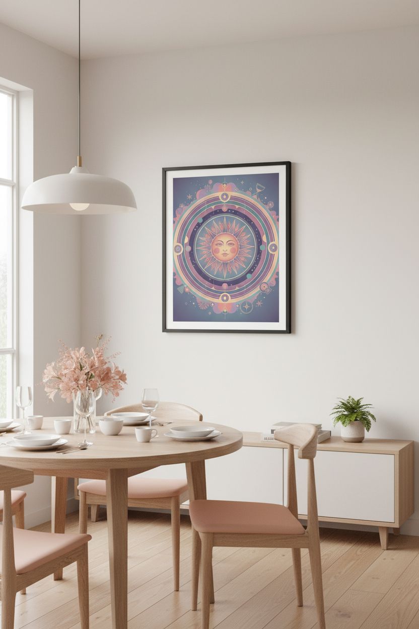 Pastel Sun Reverie: Faded Glow Art Print wall art room scene 5