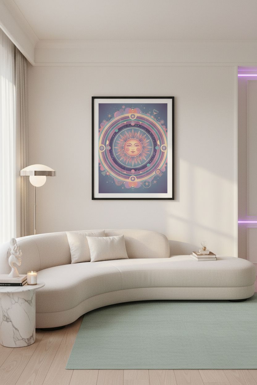 Pastel Sun Reverie: Faded Glow Art Print wall art room scene 7