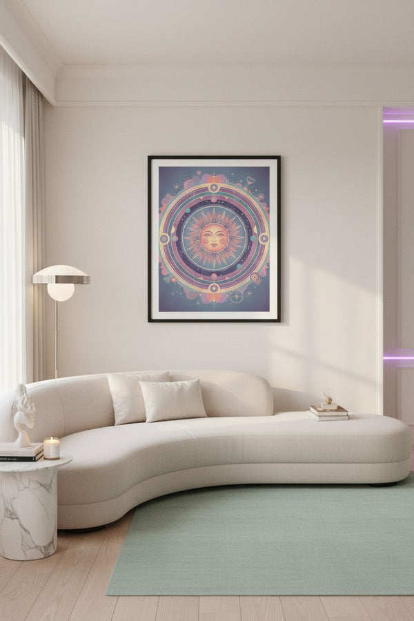 Pastel Sun Reverie: Faded Glow Art Print wall art room scene 7