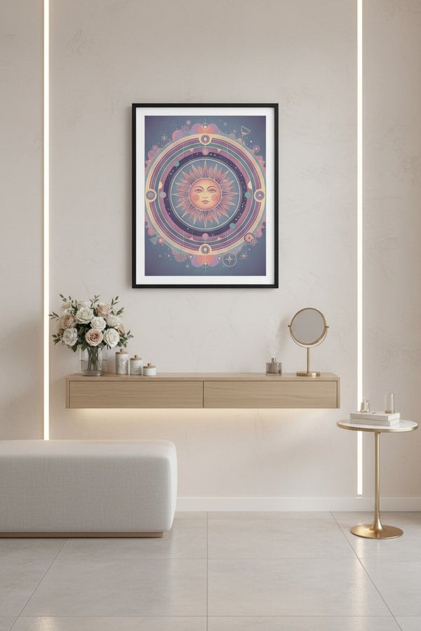 Pastel Sun Reverie: Faded Glow Art Print wall art room scene 8