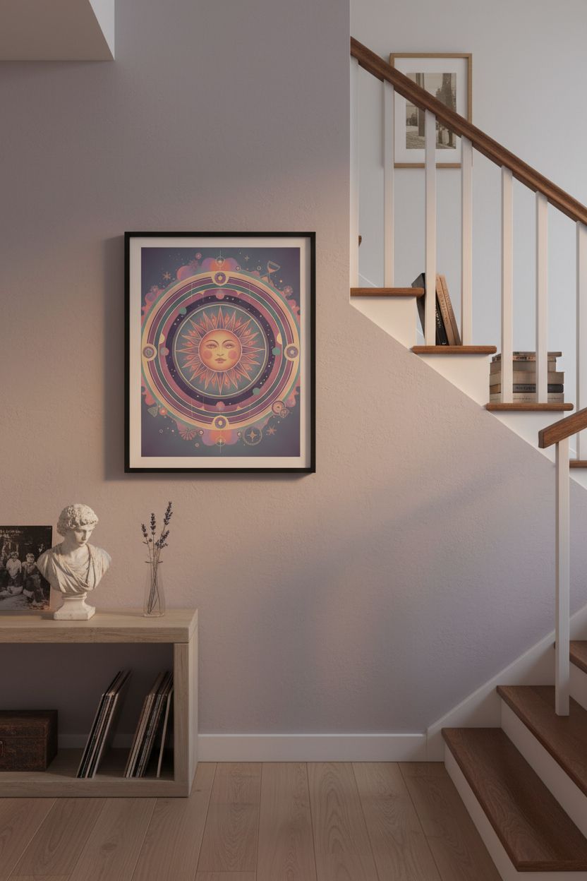 Pastel Sun Reverie: Faded Glow Art Print wall art room scene 9