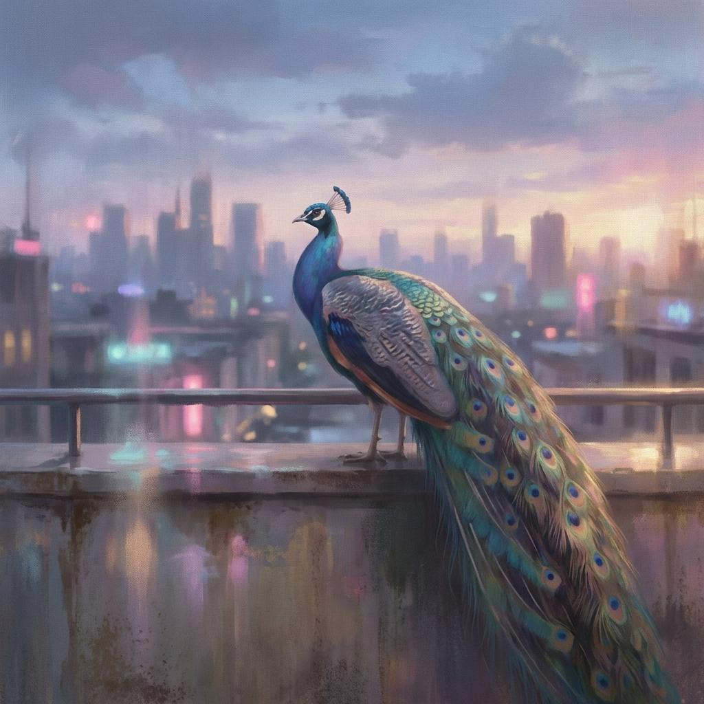 Peacock in the Reflected Haze of Last Light