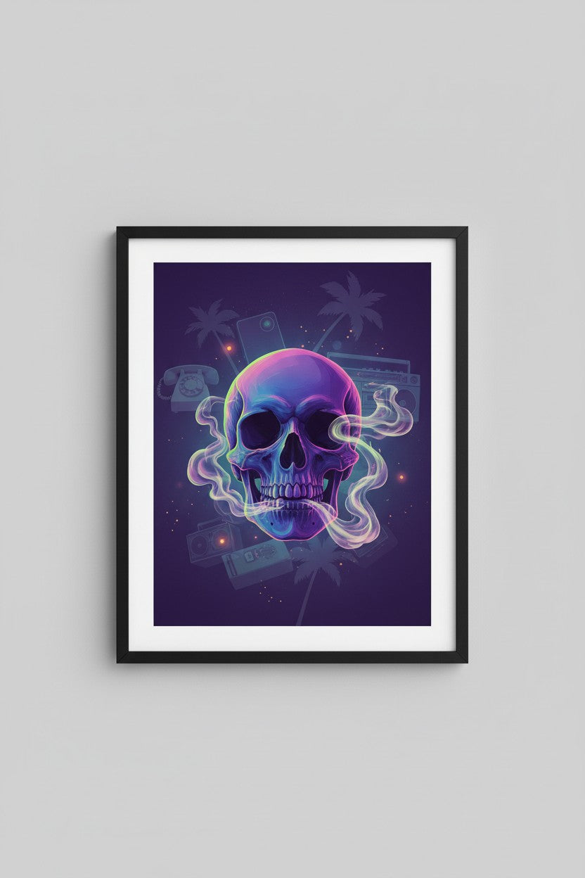Quiet Neon Skull Dream Fine Art Print main artwork