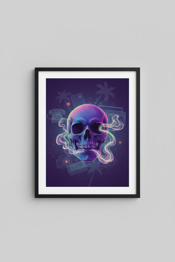 Quiet Neon Skull Dream Fine Art Print main artwork