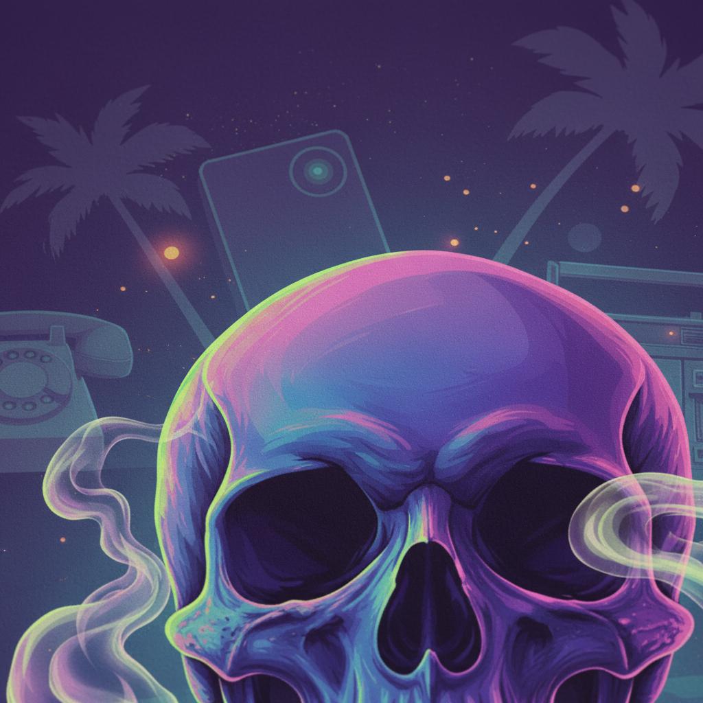 Quiet Neon Skull Dream Fine Art Print detail close up 12