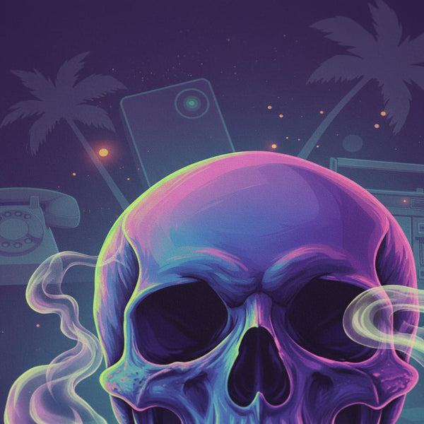 Quiet Neon Skull Dream Fine Art Print detail close up 12