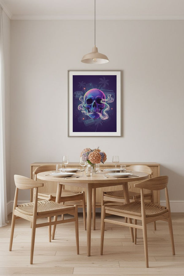 Quiet Neon Skull Dream Fine Art Print wall art room scene 8