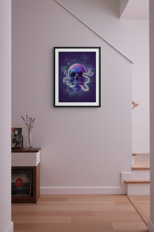 Quiet Neon Skull Dream Fine Art Print wall art room scene 9
