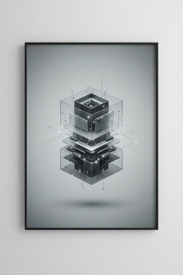 Sleek Geometric Circuitry Wall Art main artwork