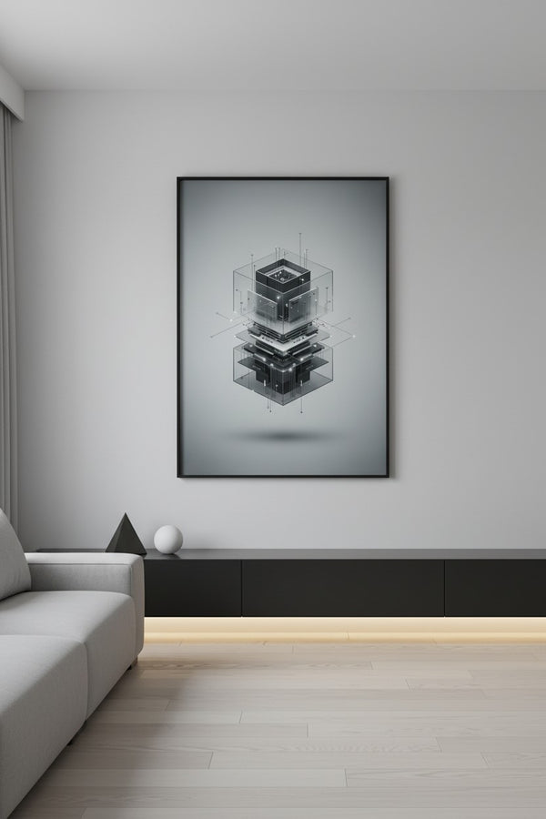 Sleek Geometric Circuitry Wall Art wall art room scene 10