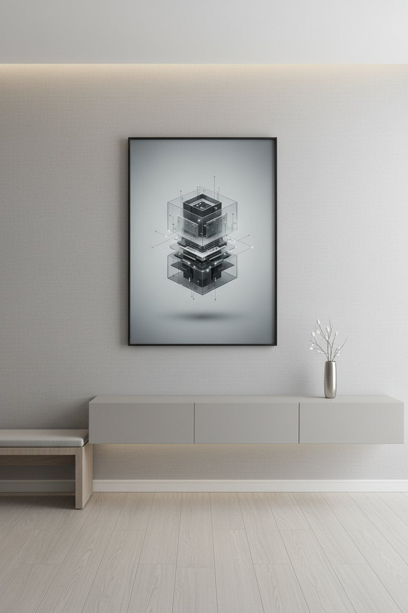 Sleek Geometric Circuitry Wall Art wall art room scene 5