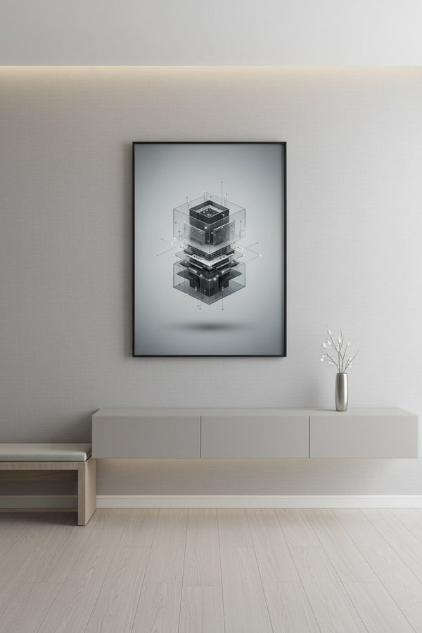 Sleek Geometric Circuitry Wall Art wall art room scene 5