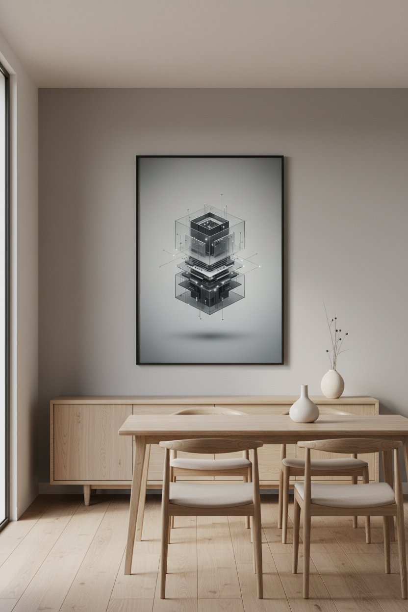 Sleek Geometric Circuitry Wall Art wall art room scene 7
