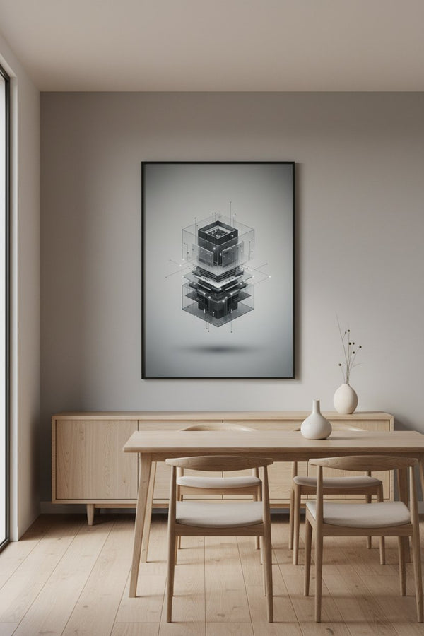 Sleek Geometric Circuitry Wall Art wall art room scene 7
