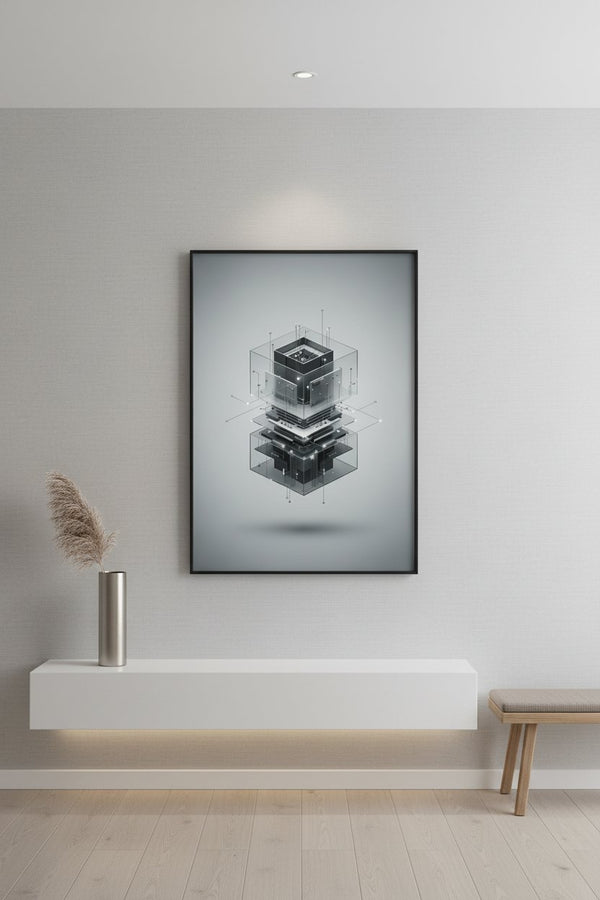 Sleek Geometric Circuitry Wall Art wall art room scene 8