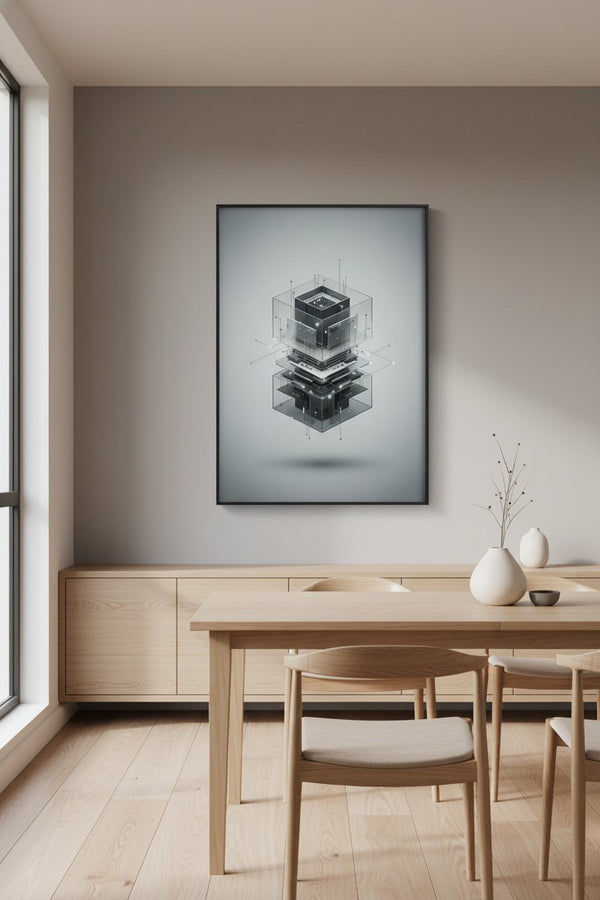 Sleek Geometric Circuitry Wall Art wall art room scene 9