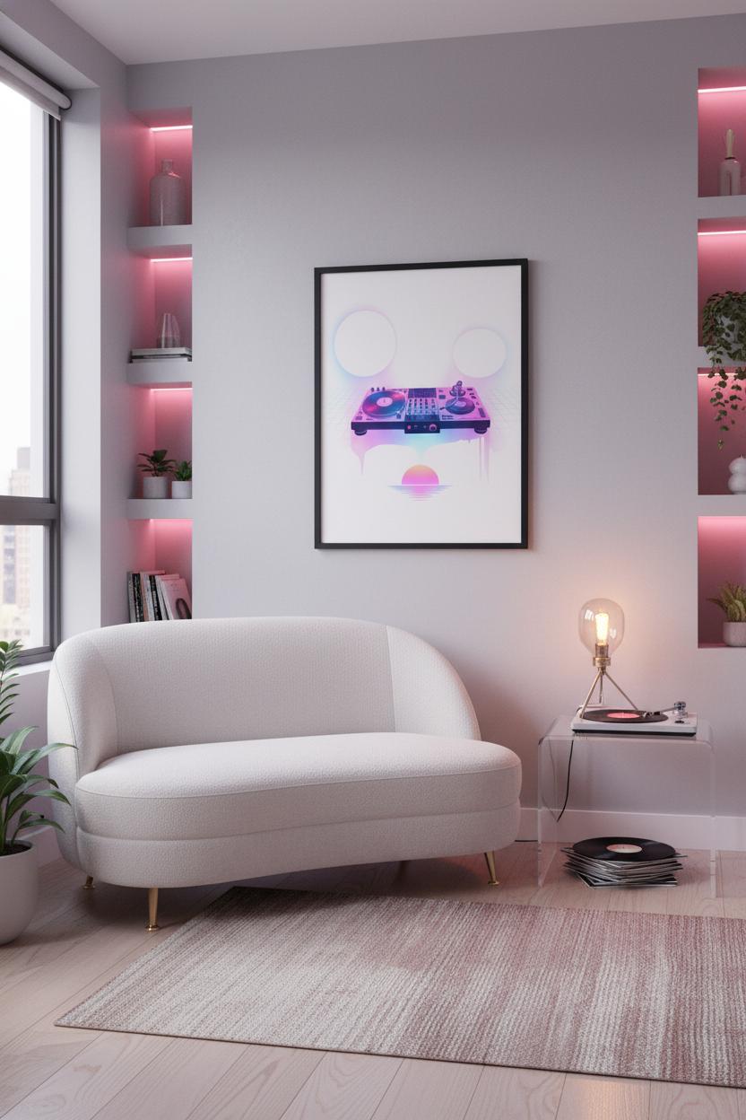 Sleepless Hours Turntable Dreamwave wall art room scene 10
