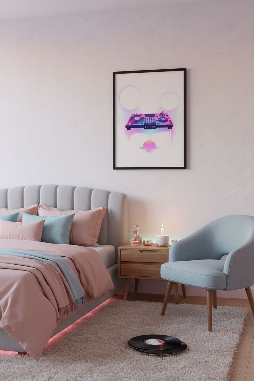 Sleepless Hours Turntable Dreamwave wall art room scene 9
