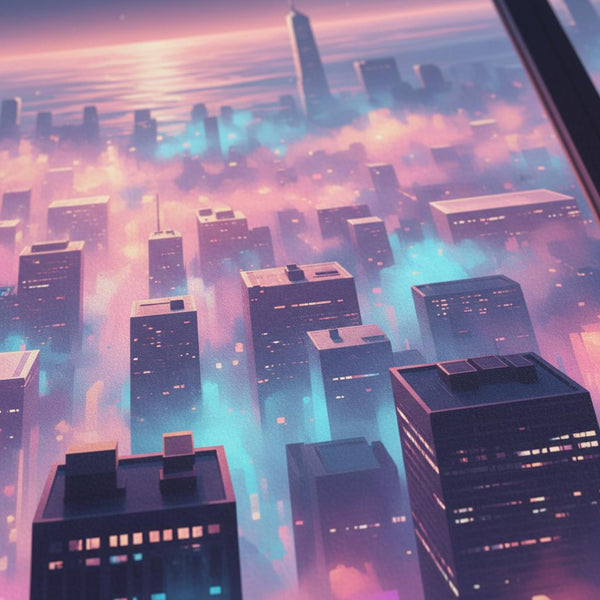Soft City Reverie: Urban Lightscape Print detail close up 11
