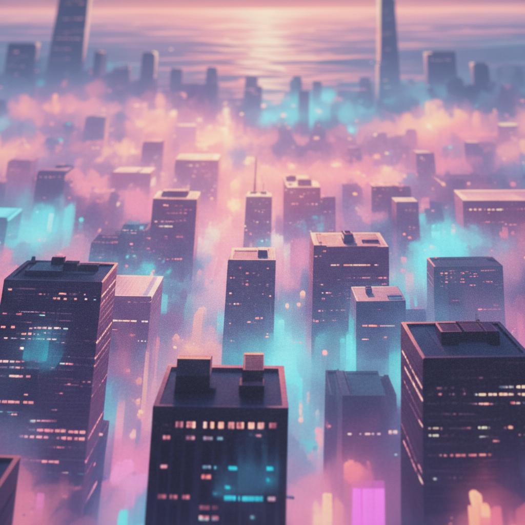 Soft City Reverie: Urban Lightscape Print detail close up 12