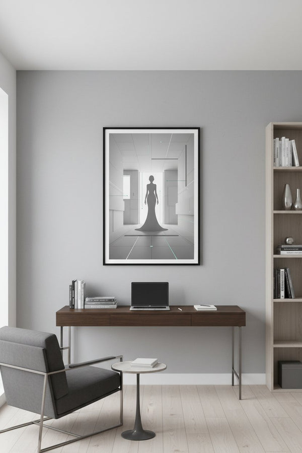 Structural Grace: Modern Silhouette Wall Art wall art room scene 3