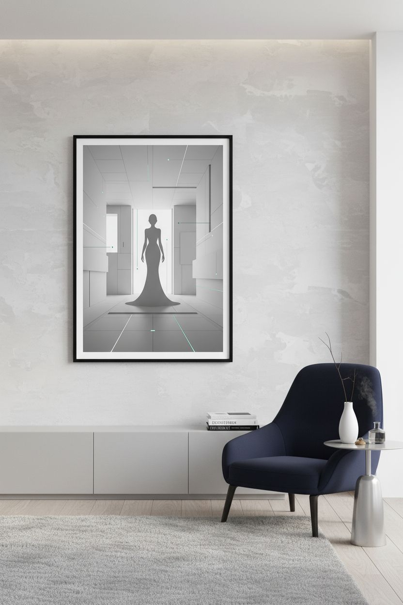 Structural Grace: Modern Silhouette Wall Art wall art room scene 4