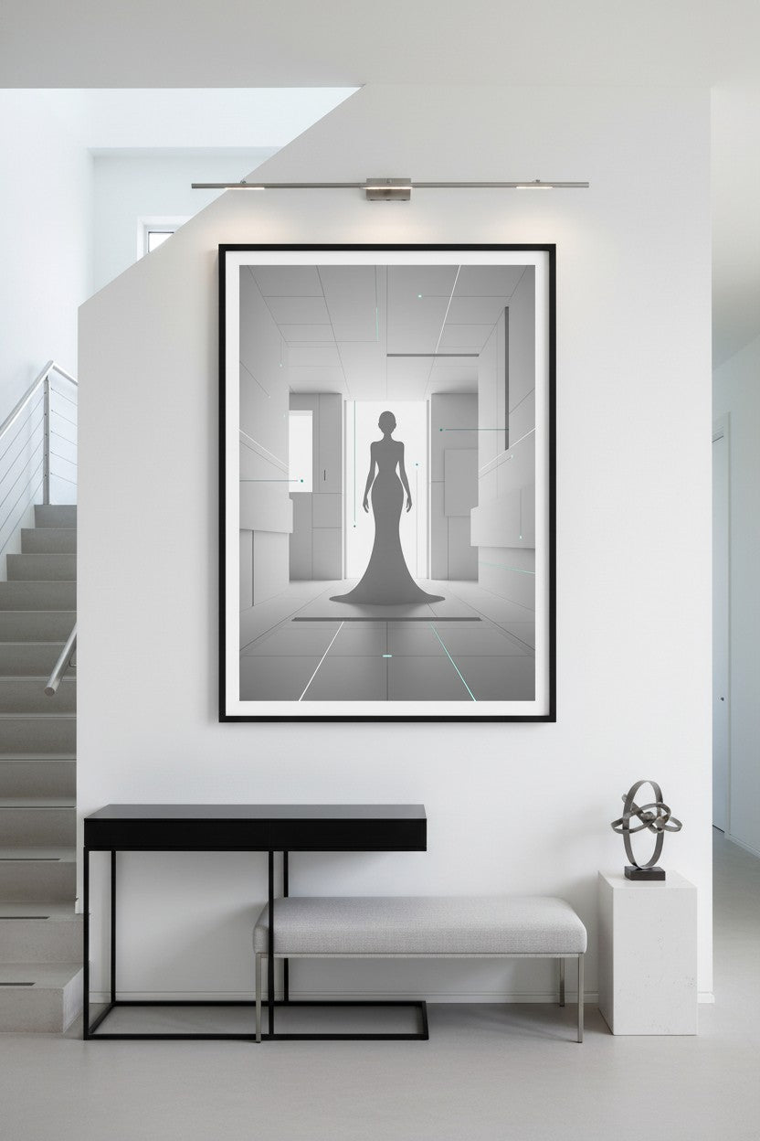 Structural Grace: Modern Silhouette Wall Art wall art room scene 5