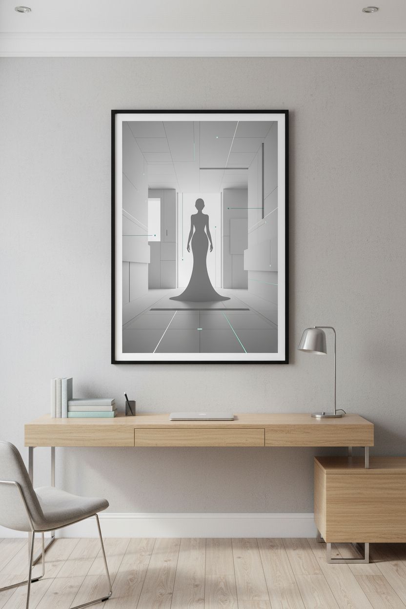 Structural Grace: Modern Silhouette Wall Art wall art room scene 9