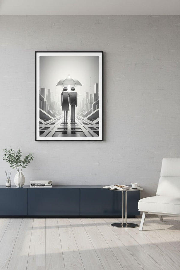 Structured Shelter: Minimal Urban Pair wall art room scene 5