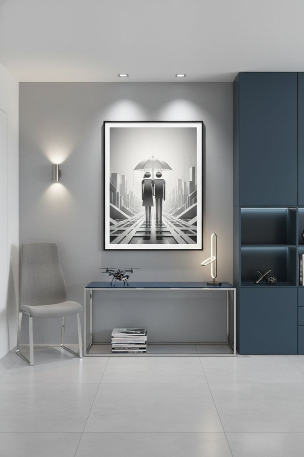 Structured Shelter: Minimal Urban Pair wall art room scene 8