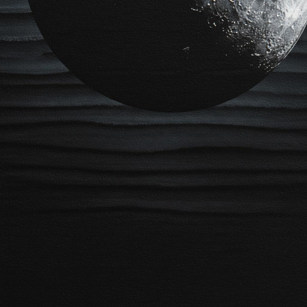 The Lunar Veil: Monochrome Tranquility Art Print detail close up 12