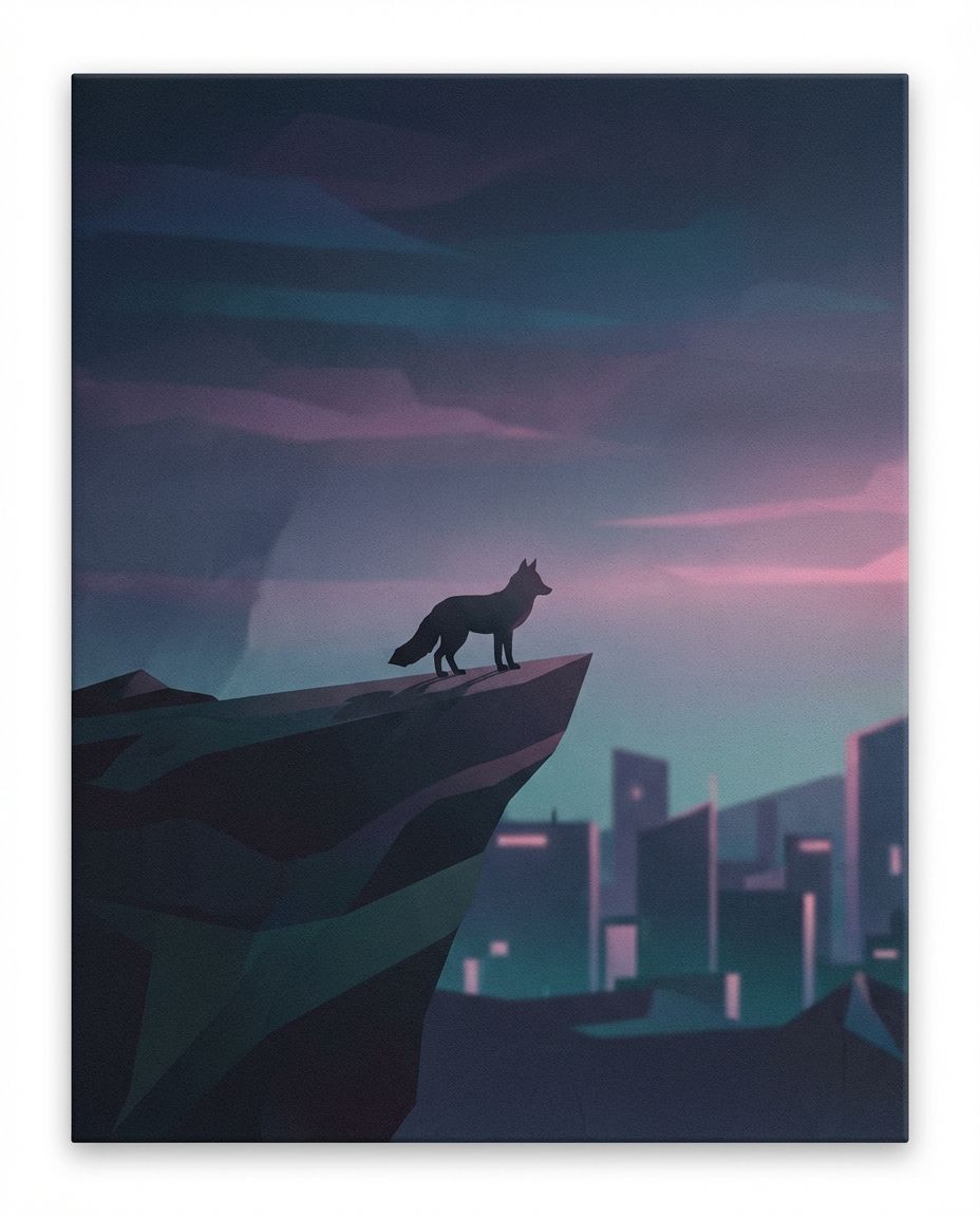 The Twilight Sentinel Fox at Dusk Wall Art