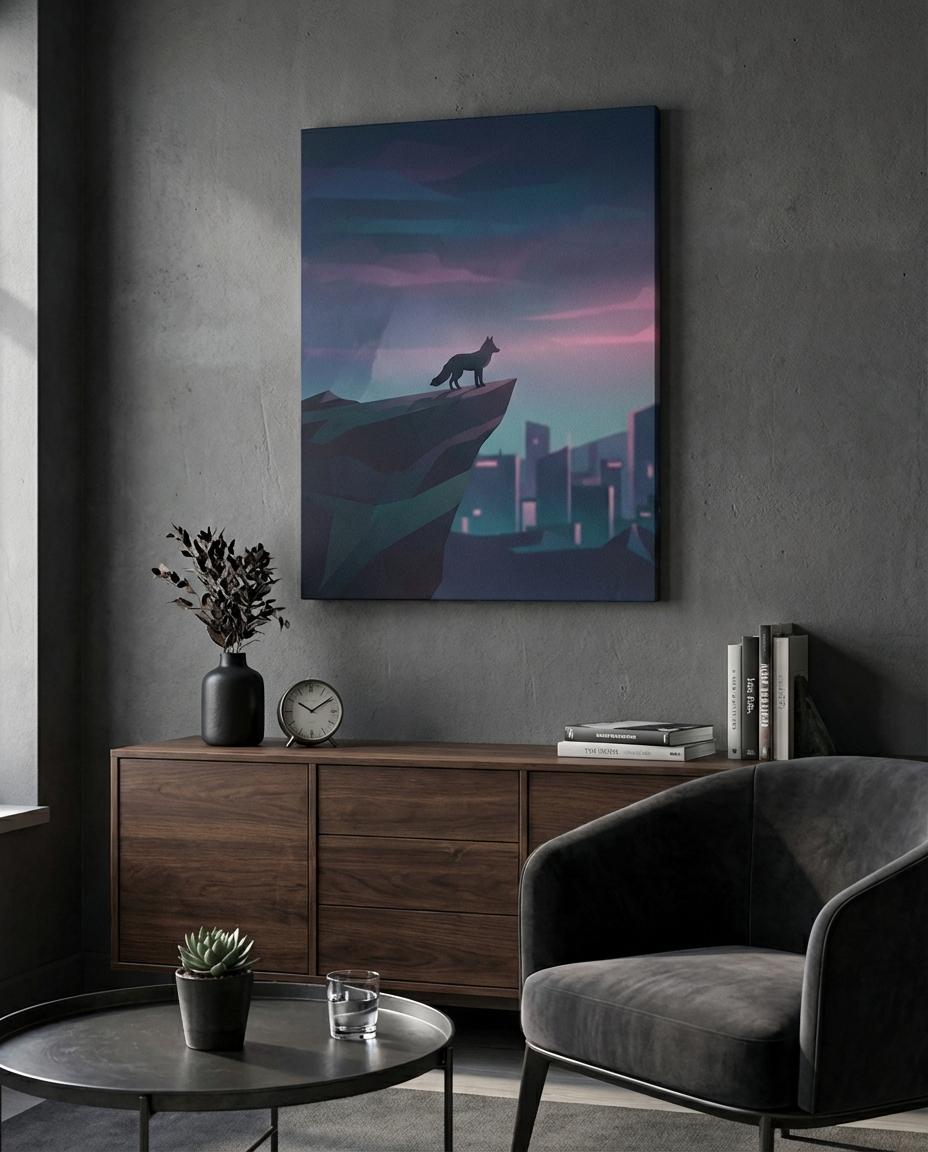 The Twilight Sentinel Fox at Dusk Wall Art